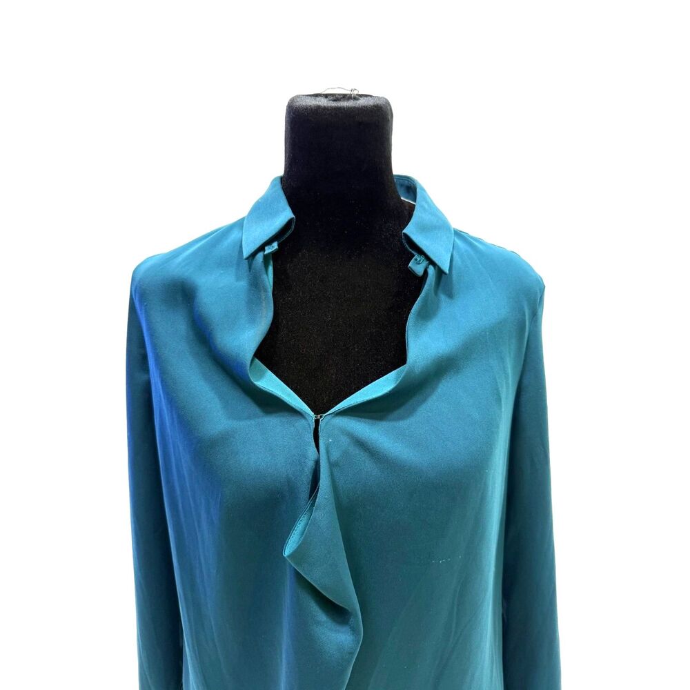 Halston Heritage teal slinky shirt dress - Picture 3 of 7